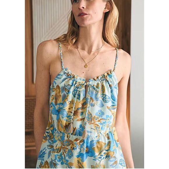 Faherty Sun Chaser Scoop Neck Sleeveless Floral Maxi Dress NWT Size Small - Picture 3 of 11